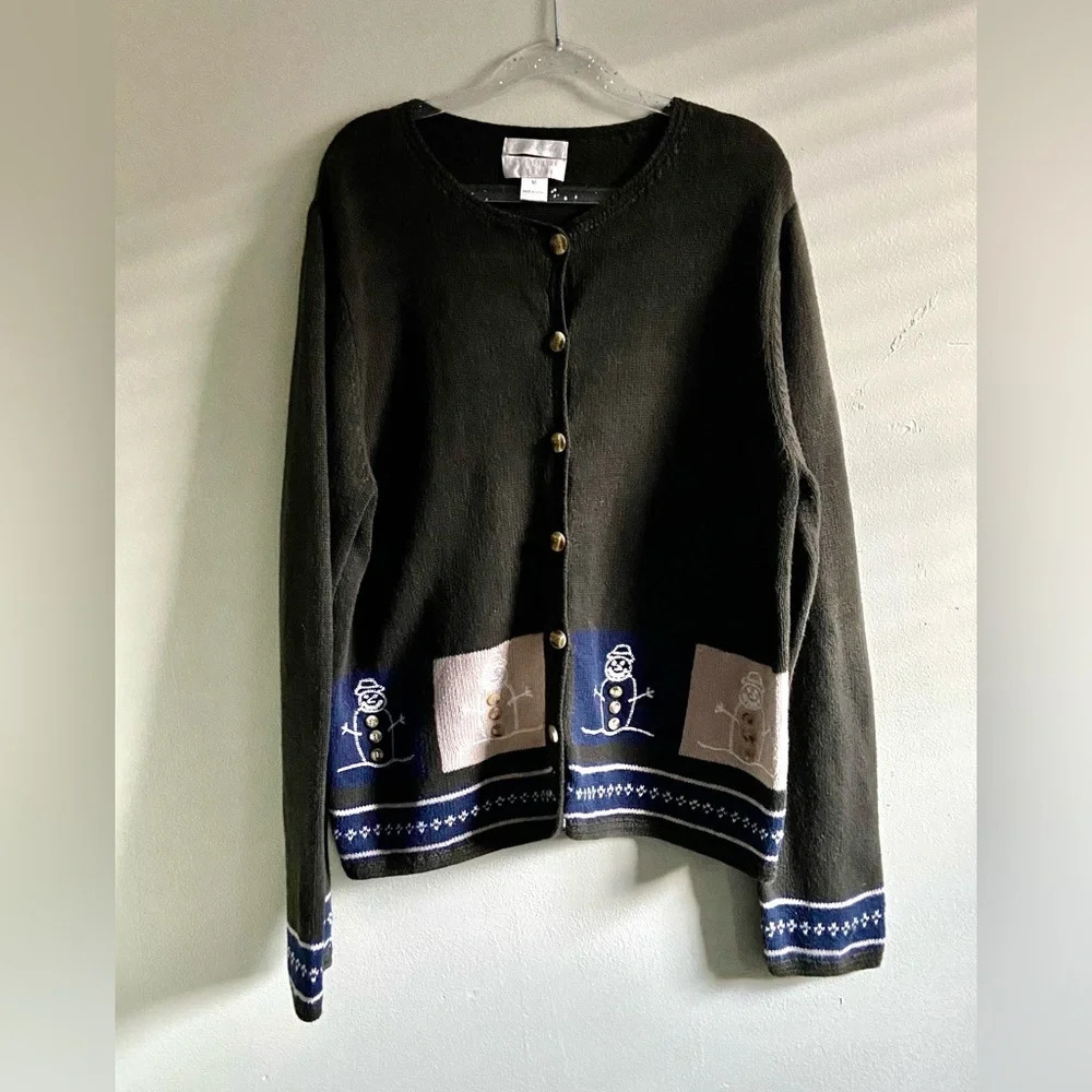 Vintage Christopher & Banks hand crochet embroidered cardigan sweater. Size S/M